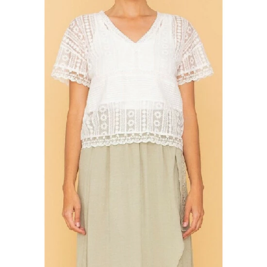 Cheapest β€οΈ Miss Me π© Women's White Lace π Shirt Off White π 3 Cheapest β€οΈ Miss Me π© Women's White Lace π Shirt Off White π