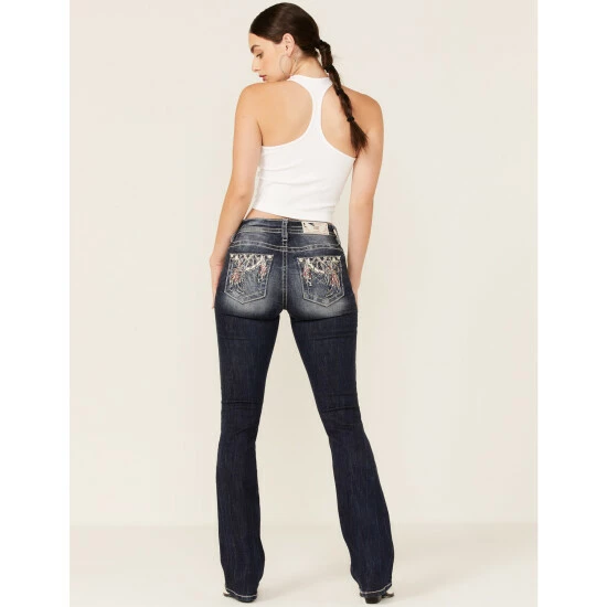 Brand new ๐ Miss Me ๐ฉ Women's Dark Blue Americana Embellished Dreamcatcher Bootcut Denim ๐ Jeans ๐ 3 Brand new ๐ Miss Me ๐ฉ Women's Dark Blue Americana Embellished Dreamcatcher Bootcut Denim ๐ Jeans ๐