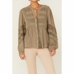 Best reviews of ✔️ Miss Me 👩 Women's Crochet Trim Peasant Top Olive 🌟 -Miss Me Shop unnamed file 1019