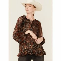 Best reviews of β Miss Me π© Women's Boho Paisley Peasant Top Black π