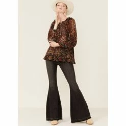 Best reviews of ⭐ Miss Me 👩 Women's Boho Paisley Peasant Top Black 😉 -Miss Me Shop unnamed file 1024