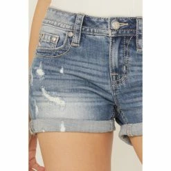 Cheap ⭐ Miss Me 👩 Women's Embroidered Dreamcatcher Light Wash Mid-Rise Shorts Blue ❤️ -Miss Me Shop unnamed file 1038