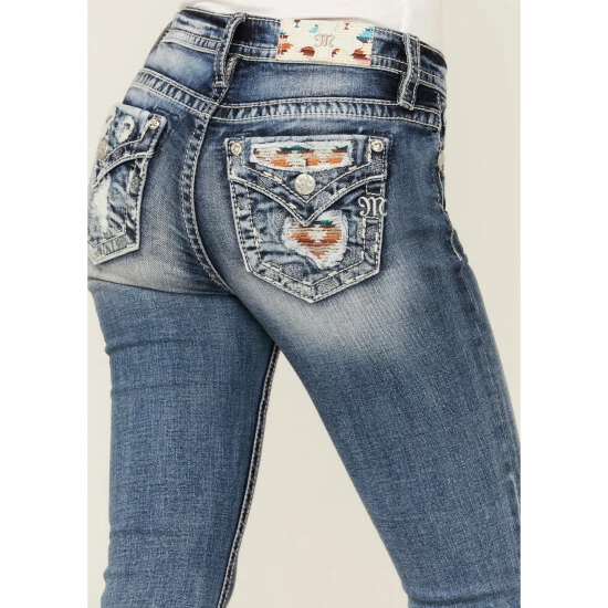Brand new 𧨠Miss Me π© Women's Mid Rise Southwestern Embroidered Blow Out Pocket Bootcut π Jeans Blue β 6 Brand new 𧨠Miss Me π© Women's Mid Rise Southwestern Embroidered Blow Out Pocket Bootcut π Jeans Blue β - Image 4