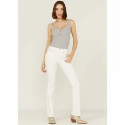 Cheap 🔥 Miss Me 👩 Women's Embroidered Mix Downward Wing Bootcut 👖 Jeans White 🛒