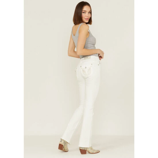 Cheap ๐ฅ Miss Me ๐ฉ Women's Embroidered Mix Downward Wing Bootcut ๐ Jeans White ๐ 5 Cheap ๐ฅ Miss Me ๐ฉ Women's Embroidered Mix Downward Wing Bootcut ๐ Jeans White ๐ - Image 3
