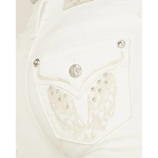 Cheap ๐ฅ Miss Me ๐ฉ Women's Embroidered Mix Downward Wing Bootcut ๐ Jeans White ๐ 6 Cheap ๐ฅ Miss Me ๐ฉ Women's Embroidered Mix Downward Wing Bootcut ๐ Jeans White ๐ - Image 4