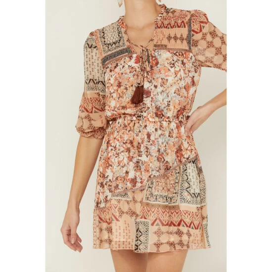 Buy π₯ Miss Me π© Women's Patchwork Long Sleeve π Dresss Mauve β 4 Buy π₯ Miss Me π© Women's Patchwork Long Sleeve π Dresss Mauve β - Image 2