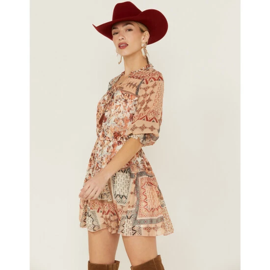 Buy π₯ Miss Me π© Women's Patchwork Long Sleeve π Dresss Mauve β 6 Buy π₯ Miss Me π© Women's Patchwork Long Sleeve π Dresss Mauve β - Image 4