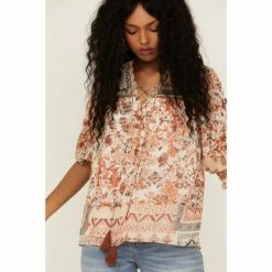 Best deal 🔔 Miss Me 👩 Women's Mauve Patchwork Peasant Tassel Top ⭐ -Miss Me Shop unnamed file 1063
