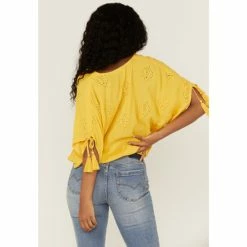 Flash Sale 🌟 Miss Me 👩 Women's Mustard Button Front Embroidered Tassel Trim Top Yellow ✨ -Miss Me Shop unnamed file 1072