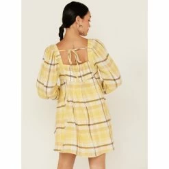 Hot Sale 🛒 Miss Me 👩 Women's Plaid Print Babydoll 👗 Dress Yellow 😀 -Miss Me Shop unnamed file 1080