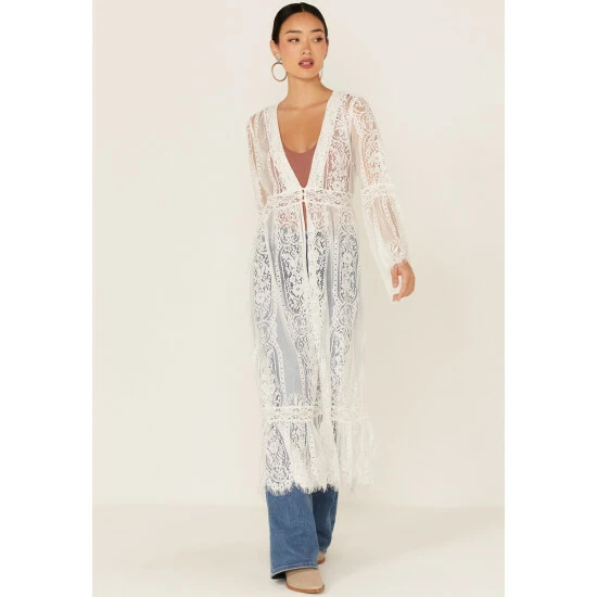 Budget ✔️ Miss Me 👩 Women's Lace Bell Sleeve Duster Kimono White 👍 3 Budget ✔️ Miss Me 👩 Women's Lace Bell Sleeve Duster Kimono White 👍
