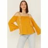 Best Pirce 😉 Miss Me 👩 Women's Cold Shoulder Lace Top Mustard 🔥 -Miss Me Shop unnamed file 1097
