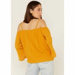 Best Pirce 😉 Miss Me 👩 Women's Cold Shoulder Lace Top Mustard 🔥 -Miss Me Shop unnamed file 1100