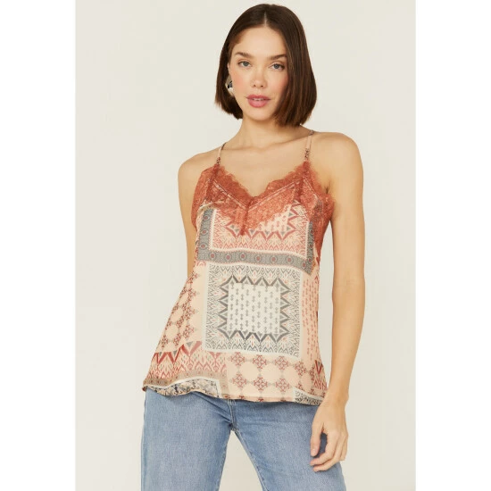 Deals ๐ Miss Me ๐ฉ Women's Patchwork Lace Cami Rust Copper ๐ 3 Deals ๐ Miss Me ๐ฉ Women's Patchwork Lace Cami Rust Copper ๐