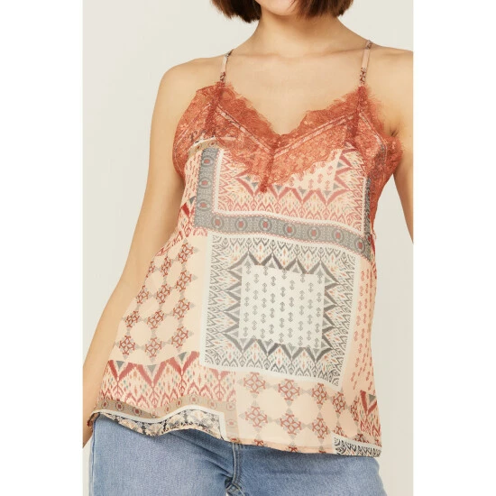 Deals ๐ Miss Me ๐ฉ Women's Patchwork Lace Cami Rust Copper ๐ 4 Deals ๐ Miss Me ๐ฉ Women's Patchwork Lace Cami Rust Copper ๐ - Image 2