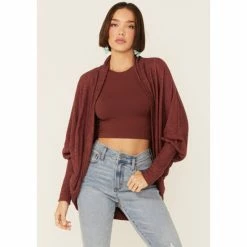 Outlet 🛒 Miss Me 👩 Women's Rust Brushed Knit Open Front Cardigan Sweater Rust Copper ✨