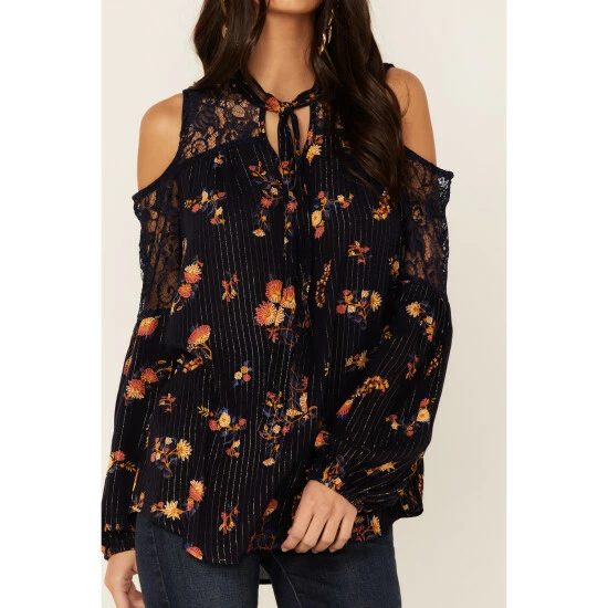 Buy โ Miss Me ๐ฉ Women's Cold Shoulder Long Sleeve Floral Top Navy ๐ 5 Buy โ Miss Me ๐ฉ Women's Cold Shoulder Long Sleeve Floral Top Navy ๐ - Image 3