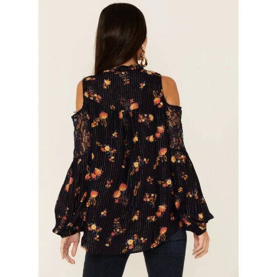 Buy โ Miss Me ๐ฉ Women's Cold Shoulder Long Sleeve Floral Top Navy ๐ 6 Buy โ Miss Me ๐ฉ Women's Cold Shoulder Long Sleeve Floral Top Navy ๐ - Image 4