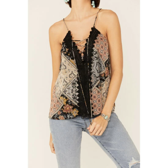 Coupon ๐ Miss Me ๐ฉ Women's Black Multicolored Patchwork Lace Tank ๐ฅ 4 Coupon ๐ Miss Me ๐ฉ Women's Black Multicolored Patchwork Lace Tank ๐ฅ - Image 2