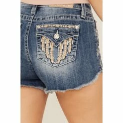 Top 10 😍 Miss Me 👩 Women's Medium Wash Southwestern Rhinestone Embroidered Denim Shorts 💯 -Miss Me Shop unnamed file 1145