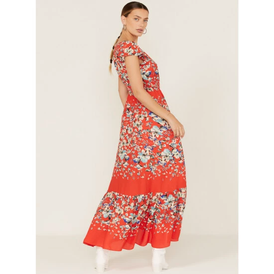 Outlet 🎁 Miss Me 👩 Women's Floral Print Split Hem Maxi 👗 Dress Red 🎉 6 Outlet 🎁 Miss Me 👩 Women's Floral Print Split Hem Maxi 👗 Dress Red 🎉 - Image 4