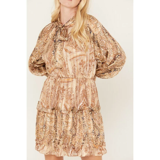 Budget ๐คฉ Miss Me ๐ฉ Women's Print Ruffle ๐ Dress Gold ๐ 4 Budget ๐คฉ Miss Me ๐ฉ Women's Print Ruffle ๐ Dress Gold ๐ - Image 2