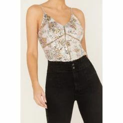 Budget 🔔 Miss Me 👩 Women's Sequin Cropped Tank Top Silver 🧨 -Miss Me Shop unnamed file 1188