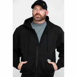 Flash Sale 🔥 Wolverine Men's Black Logo Sleeve Zip-Up Work Hoodie ❤️
