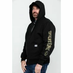 Flash Sale 🔥 Wolverine Men's Black Logo Sleeve Zip-Up Work Hoodie ❤️ -Miss Me Shop unnamed file 161