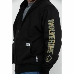 Flash Sale 🔥 Wolverine Men's Black Logo Sleeve Zip-Up Work Hoodie ❤️ -Miss Me Shop unnamed file 162