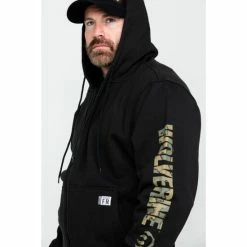 Flash Sale 🔥 Wolverine Men's Black Logo Sleeve Zip-Up Work Hoodie ❤️ -Miss Me Shop unnamed file 163