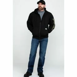 Flash Sale 🔥 Wolverine Men's Black Logo Sleeve Zip-Up Work Hoodie ❤️ -Miss Me Shop unnamed file 164