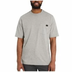 New ✨ Wolverine Men's Heather Grey Guardian Short Sleeve Work Pocket T-Shirt 🛒