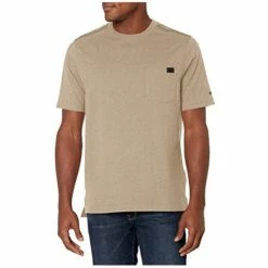 Deals ๐งจ Wolverine Men's Solid Tan Guardian Short Sleeve Work Pocket T-Shirt ๐