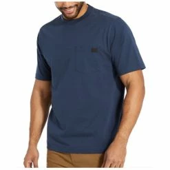 Buy ✨ Wolverine Men's Solid Navy Guardian Long Sleeve Work Pocket T-Shirt 🤩