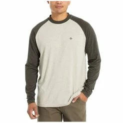 Brand new 🛒 Wolverine Men's Olive & Black Color-Block Brower Long Sleeve ⚾ Baseball Work T-Shirt 🌟