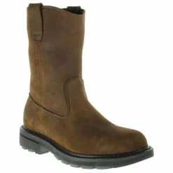 Discount 👍 Wolverine Men's Nubuck Wellington Pull-On Work 🥾 Boots - Steel Toe Brown ⌛