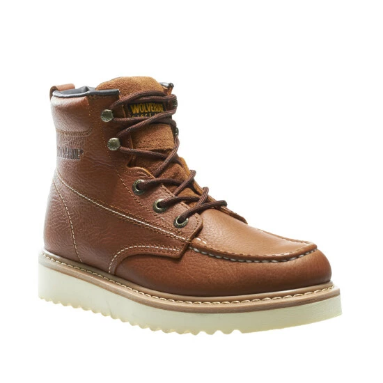 Promo 😍 Wolverine Men's 6" Lace-Up Wedge Work 🥾 Boots - Round Toe Brown 🌟 3 Promo 😍 Wolverine Men's 6" Lace-Up Wedge Work 🥾 Boots - Round Toe Brown 🌟