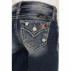 Discount 😍 Miss Me 👧 Girls' Light Wash Mid Rise Americana Star Embroidered Bootcut 👖 Jeans Blue 🌟 -Miss Me Shop unnamed file 794