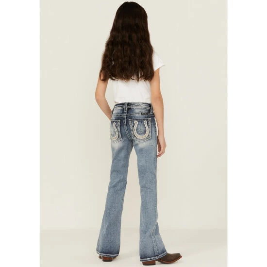 Cheap ๐ Miss Me ๐ง Girls' Dark Wash Mid Rise Sequin Horseshoe Bootcut ๐ Jeans Blue ๐ฅฐ 5 Cheap ๐ Miss Me ๐ง Girls' Dark Wash Mid Rise Sequin Horseshoe Bootcut ๐ Jeans Blue ๐ฅฐ - Image 3