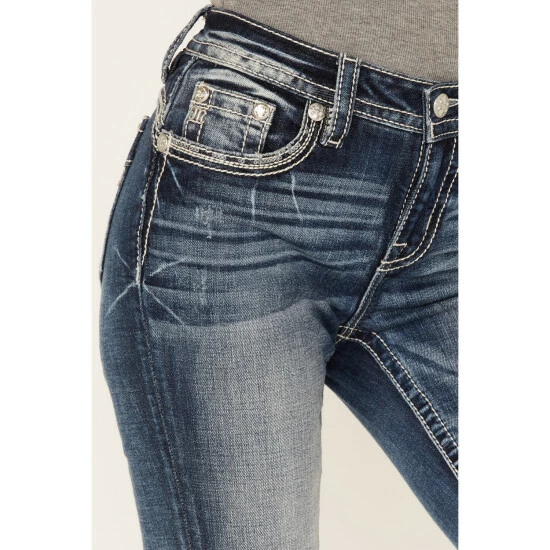 Discount ๐ฅ Miss Me ๐ฉ Women's Medium Wash Mid-Rise Embroidered Paisley Distressed Bootcut ๐ Jeans - Long Dark Blue โค๏ธ 4 Discount ๐ฅ Miss Me ๐ฉ Women's Medium Wash Mid-Rise Embroidered Paisley Distressed Bootcut ๐ Jeans - Long Dark Blue โค๏ธ - Image 2