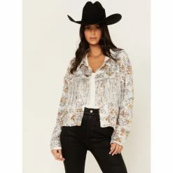 Miss Me Shop 37 Deals π Miss Me π© Women's Sequin Cropped Fringe Jacket Silver π