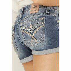 Best deal 🛒 Miss Me 👩 Women's Embellished Medium Wash Mid-Rise Shorts Blue 🔔 -Miss Me Shop unnamed file 860