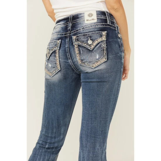 Hot Sale ๐ฅ Miss Me ๐ฉ Women's Mid Rise Cross Stitch Embroidered Border Pocket Bootcut ๐ Jeans Blue ๐ 6 Hot Sale ๐ฅ Miss Me ๐ฉ Women's Mid Rise Cross Stitch Embroidered Border Pocket Bootcut ๐ Jeans Blue ๐ - Image 4