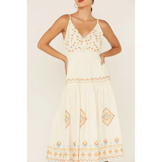 Buy 🎁 Miss Me 👩 Women's Southwestern Embroidered Tiered Midi 👗 Dress Cream 🌟 5 Buy 🎁 Miss Me 👩 Women's Southwestern Embroidered Tiered Midi 👗 Dress Cream 🌟 - Image 3