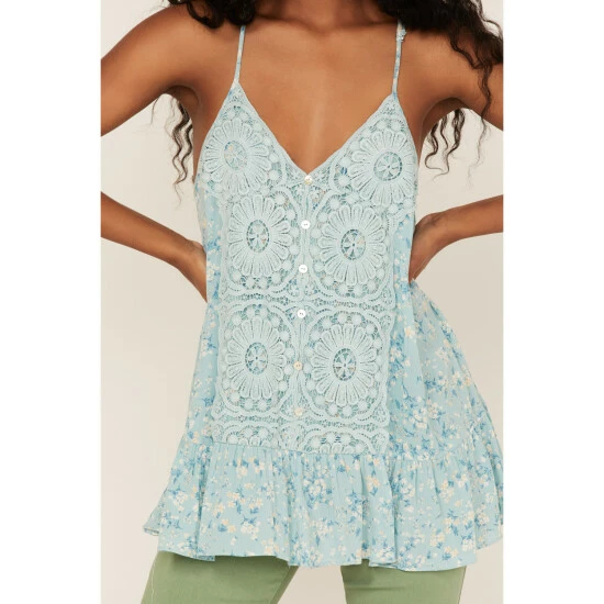 Discount ๐ Miss Me ๐ฉ Women's Boho Floral Print Cami Seafoam ๐ 5 Discount ๐ Miss Me ๐ฉ Women's Boho Floral Print Cami Seafoam ๐ - Image 3