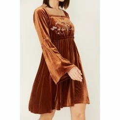 Budget 🧨 Miss Me 👩 Women's Embroidered Velvet 👗 Dress Orange ✨ -Miss Me Shop unnamed file 887