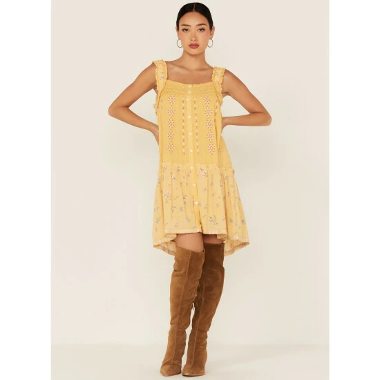 Cheap π Miss Me π© Women's Embroidered Southwestern Floral Print Mini π Dress Mustard π 4 Cheap π Miss Me π© Women's Embroidered Southwestern Floral Print Mini π Dress Mustard π - Image 2