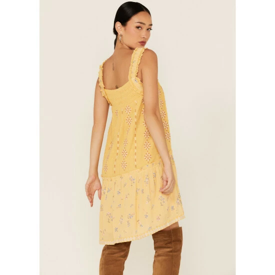 Cheap π Miss Me π© Women's Embroidered Southwestern Floral Print Mini π Dress Mustard π 6 Cheap π Miss Me π© Women's Embroidered Southwestern Floral Print Mini π Dress Mustard π - Image 4